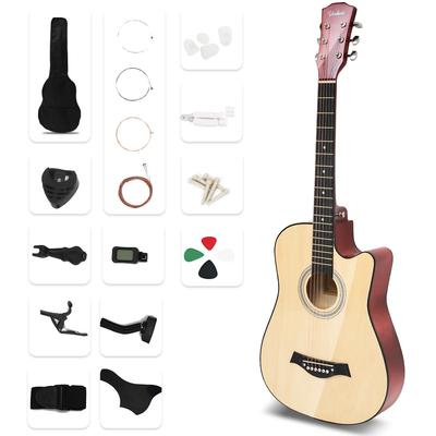 Акустическая гитара, набор из 17 предметов, набор для начинающих, гитара для практики, мягкий чехол для начинающих, в комплекте гитара, акустическая гитара LGJT-YM2405-A