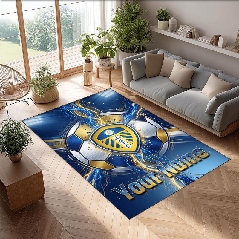 Leeds United Printed Crystal Velvet Rug Non‑Slip Crystal Velvet Carpet For Sofa Bedroom Indoor Home Decoration