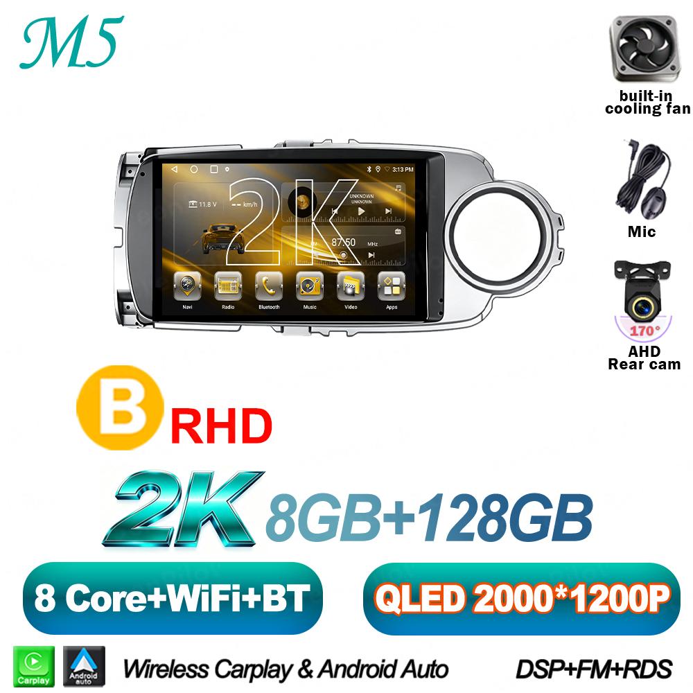 Android 16 For Toyota Yaris 2012-2017 Car Radio Stereo Head Unit Multimedia Video Player GPS Navigation 2K QLED 9 Inch 5G 8 Core