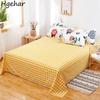 Plaid Flat Sheets Queen Size Bed Students Brushed Mattress Cover Household Single Double Bedspread Bedding Sheet  Topper