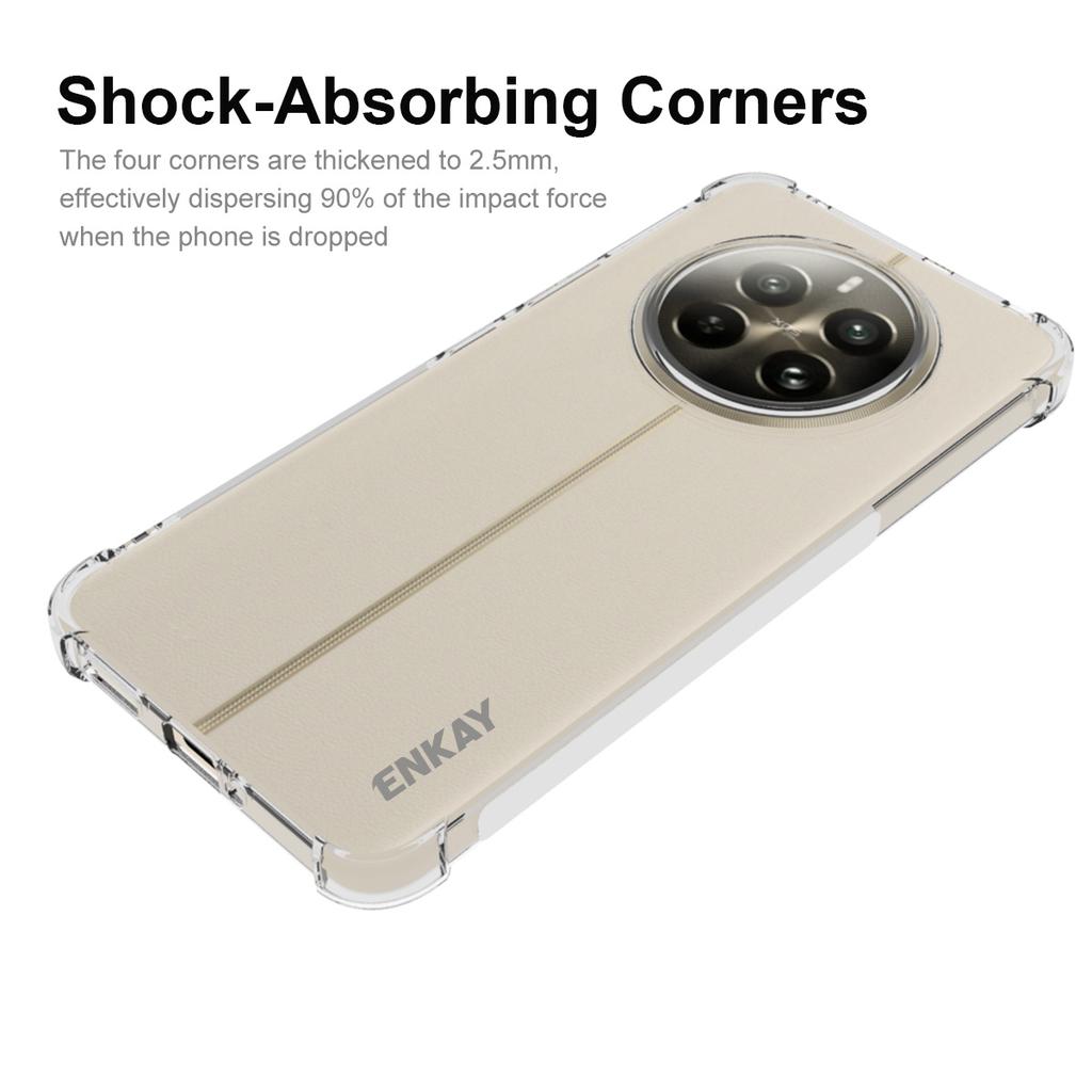 ENKAY HAT PRINCE Для Realme 12 4G/12+ 5G Прозрачный ТПУ чехол Противоударная накладка для телефона Усиленный угол