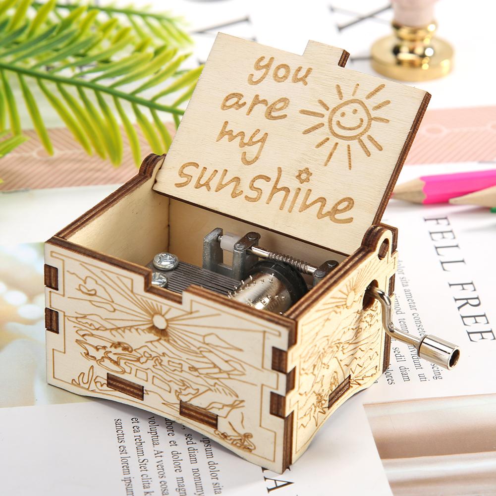 You Are My Sunshine Hand Cranked Music Box Vintage Classic Wooden Melody Box Christmas Decor Decorative Music Box Birthday Gift