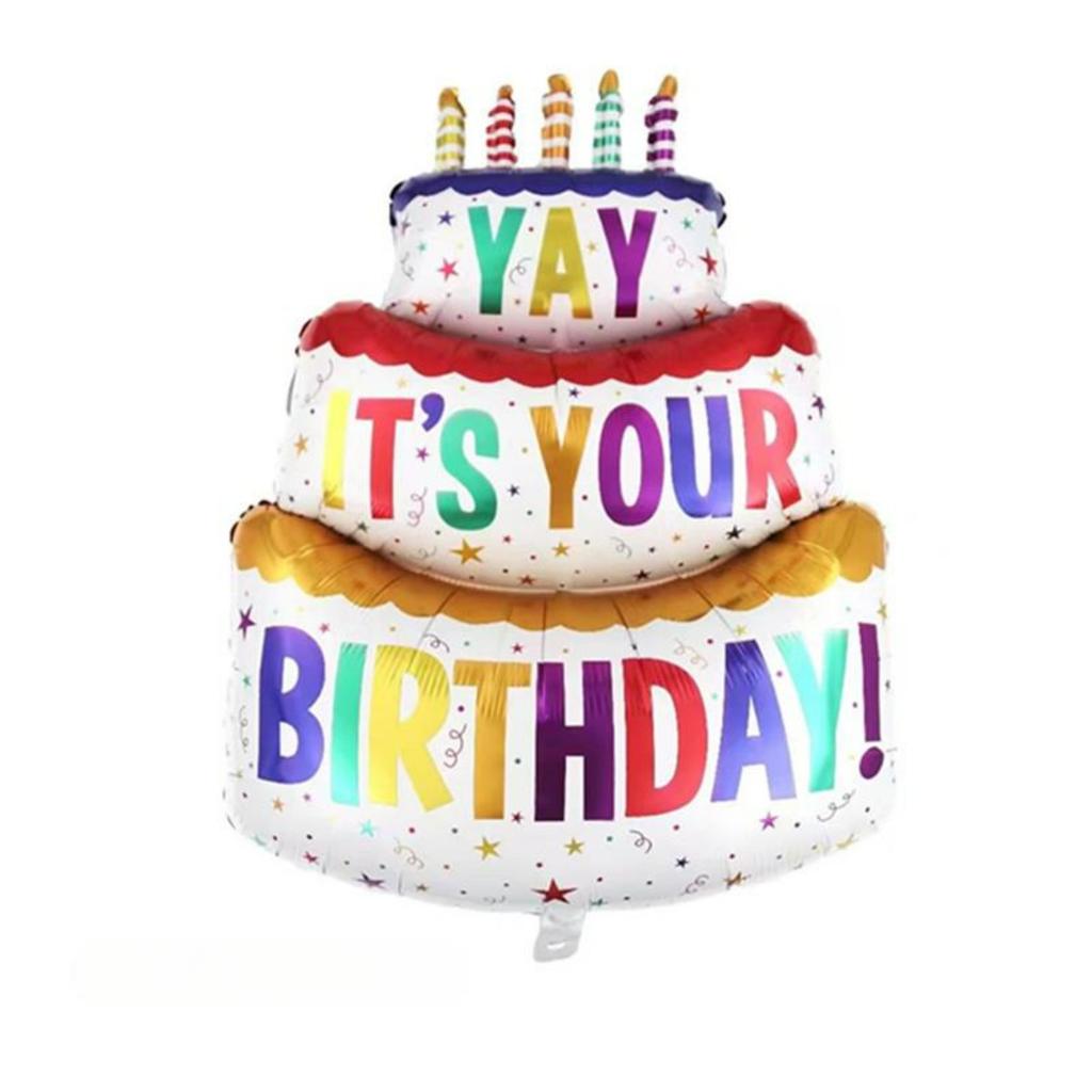 Большой трехслойный торт на день рождения, свечи в полоску, фольгированные шары в горошек, реквизит для фотосессии на день рождения, украшение сцены