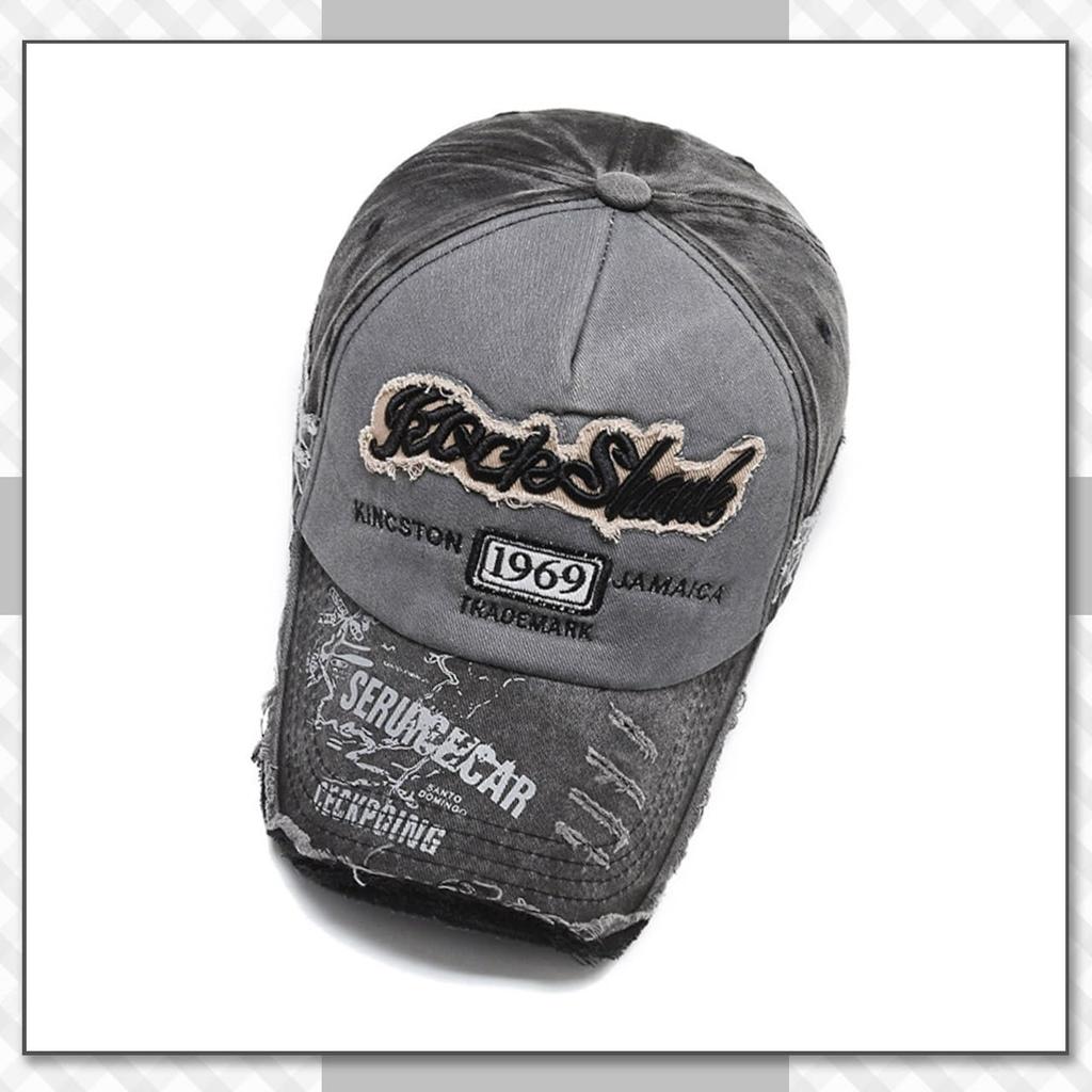 Хромированный журавль CB207 Деним с потертостями для мужчин и женщин (красный) Отделка шляпы/кепки, Регулируемая, Стильная, Повседневная, Весна/Лето,