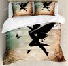 Angel Duvet Cover Queen Size,Angel Wings Comforter Cover,Palace Bedding Set 3 Pieces,3D Printed Rainbow Quilt Cover,Luxury White