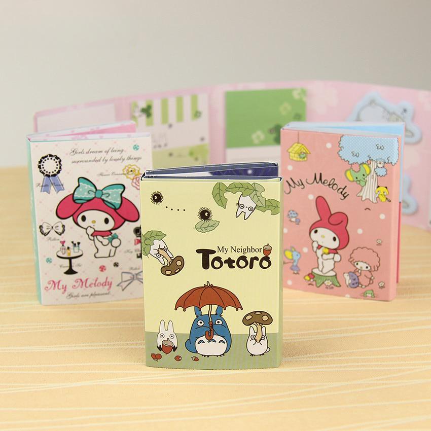 1 шт., Kawaii Totoro Melody 6, складной блокнот для заметок, блокнот для заметок, закладка, подарочные канцелярские принадлежности