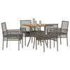 Garden Dining Set 5 pcs Grey Poly Rattan