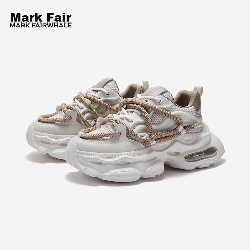 MARK FAIRWHALE Men's Shoes, New Style for 2026, Height-Increasing Dad Shoes for Men, Sports Casual Trendy Sneakers, Apricot Color, Size 42