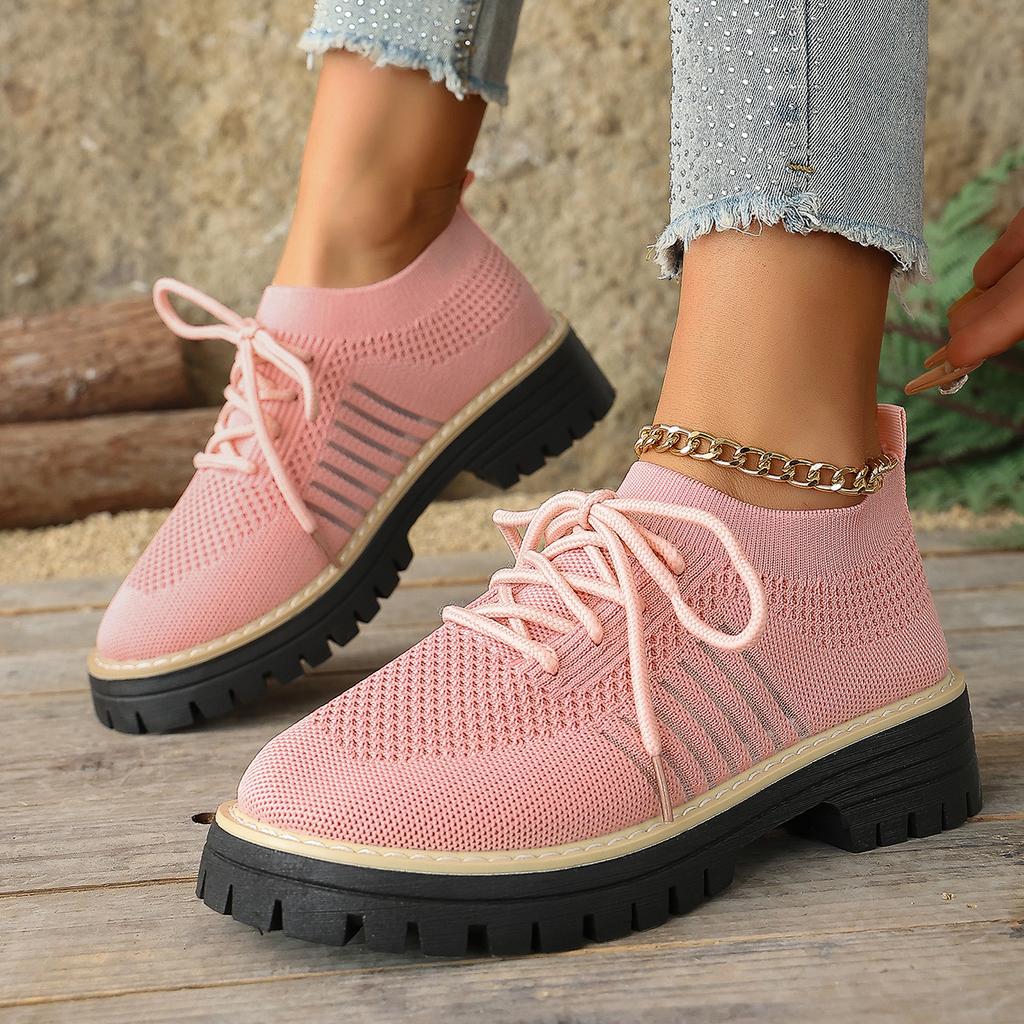 Plus Size Shoes for Women 36-43 Summer Spring 2026 Women Mesh Breathable Comfortable Lace Up Platform Flats Sneakers Women
