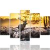 Feeby Feeby Five Piece Picture Canvas Print, Deer At Sunset