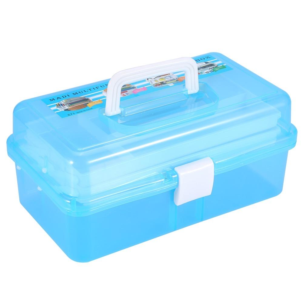 Portable Nail Art Storage Box With Handle Buckle Art Supply Organizer For Brushes Paints Stamps