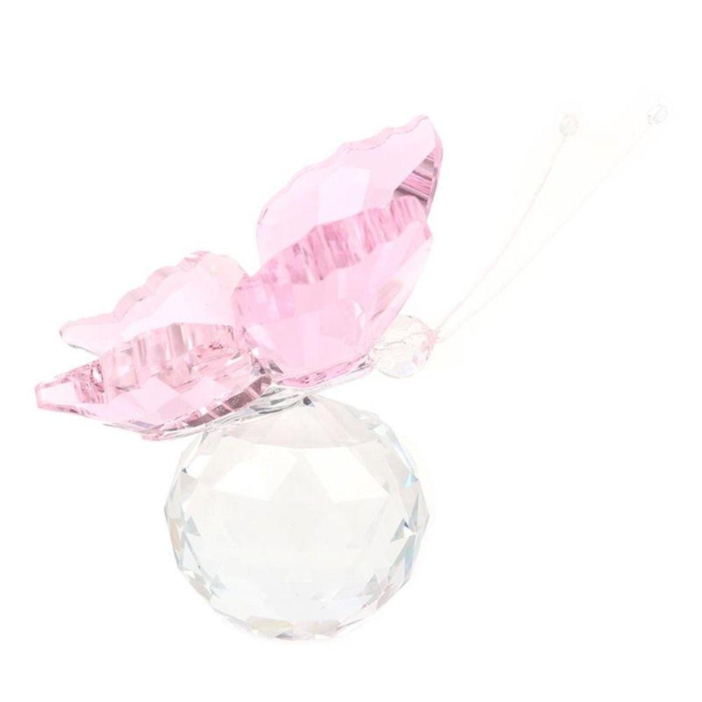 Paperweight Table Ornaments Glass Craft Crystal Butterfly Figurine Crystal Ball Glass Miniature