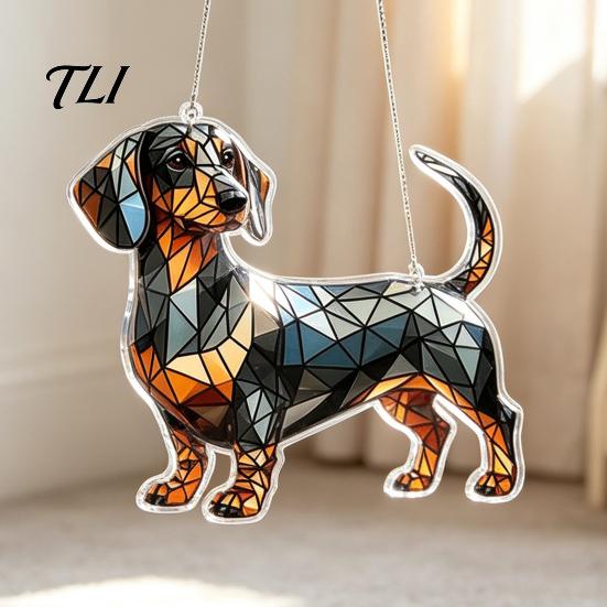 Dachshund Window Hanging Ornament, Acrylic Sun Catcher, Cute Dog Ornament for Living Room Decoration Home Decor, Front Porch Lightweight