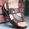 Fashion Men's Summer New Sandals and Slippers Men's Leather Sandals Adult Thick-soled Beach Shoes Non-slip Open-toe Leather Sandals