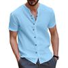 Летняя белая рубашка, мужские хлопковые льняные топы, мужские рубашки с короткими рукавами и пуговицами, однотонные синие, черные рубашки