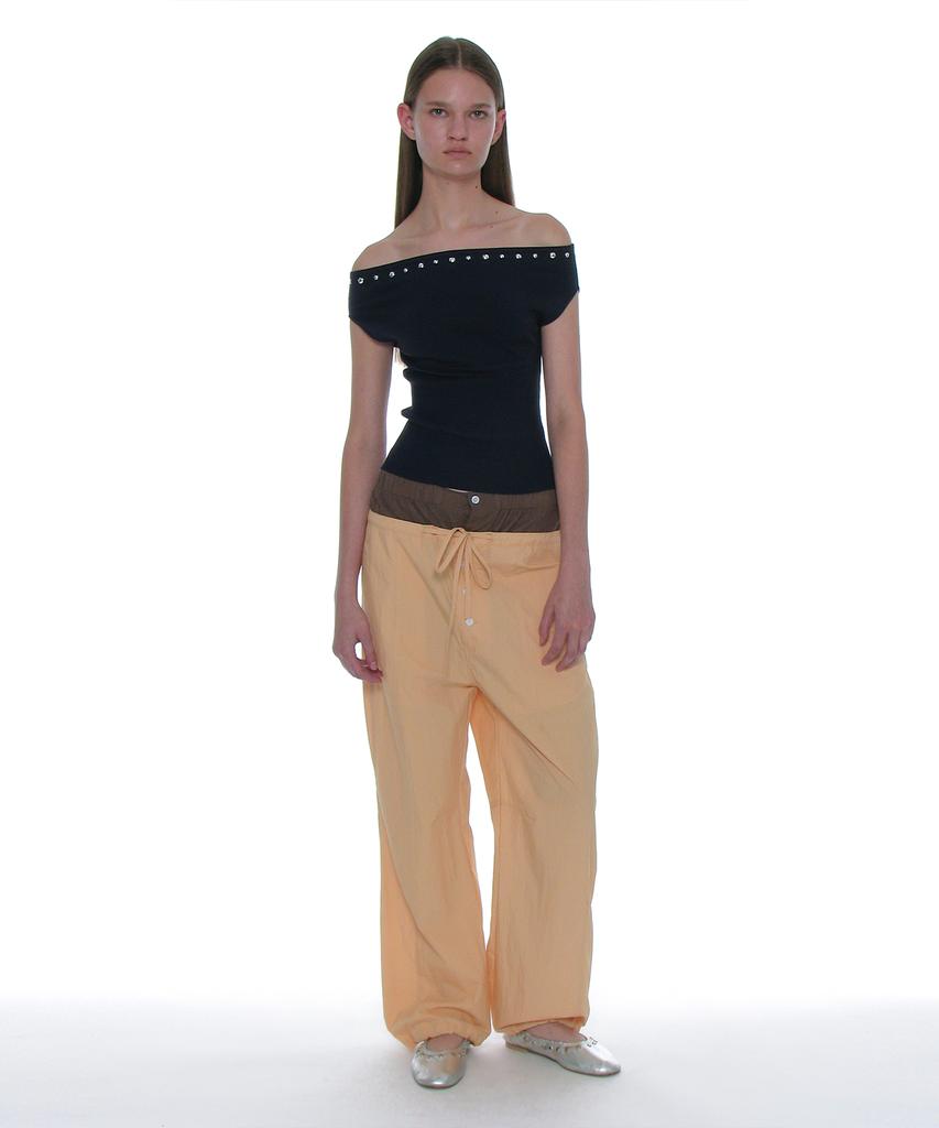 PARTIMENTO WOMEN Double Waist Parachute Pants_Orange