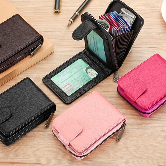 Unisex Anti-Cut, Anti-Theft Card Holder: Large Capacity with Multiple Card Slots for Couples, Solid Color Design for Cards and IDs.