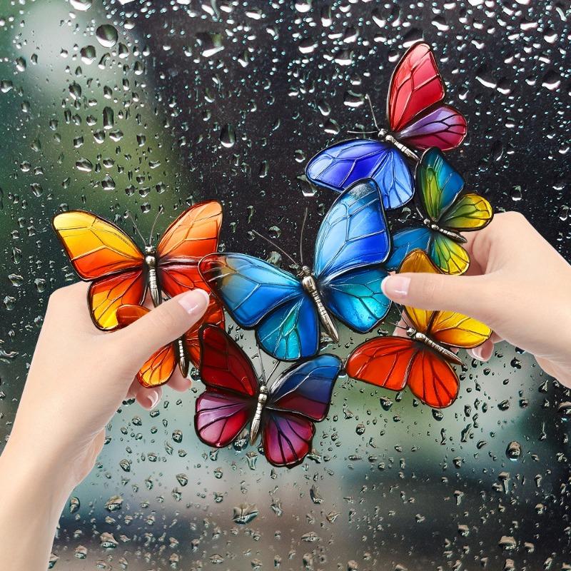 Fun-JD080 Colorful Painted Butterfly Glass Window Beautification and Decoration Electrostatic Uv Window Stickers Without Adhesive