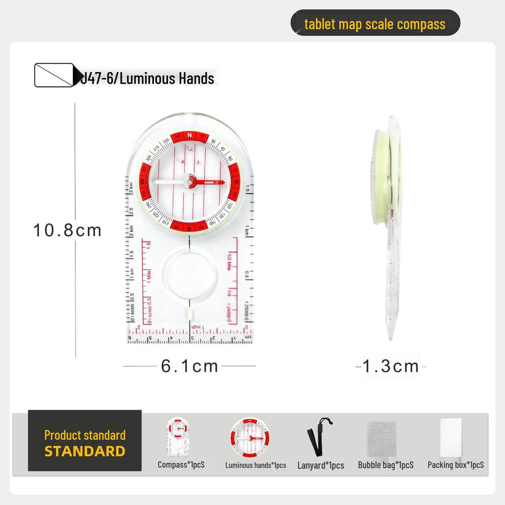 Outdoor Compass with Magnifying Glass and Ruler Scale for Students and Orienteering