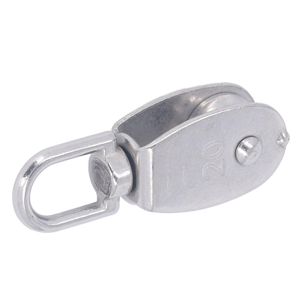 6Pcs Pulley Block Stainless Steel M20 75kg Bearing Swivel Pulley Wheel with M7 Spring Hook