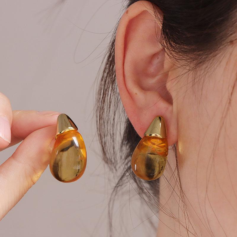 Винтажные прозрачные серьги-капли из кофейной смолы для женщин, модные темпераментные серьги-пусеты, женские, для вечеринок, на каждый день, ювелирный подарок