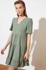 Women's Style Dress Emerald Green Wide Cut Mini Woven Dress