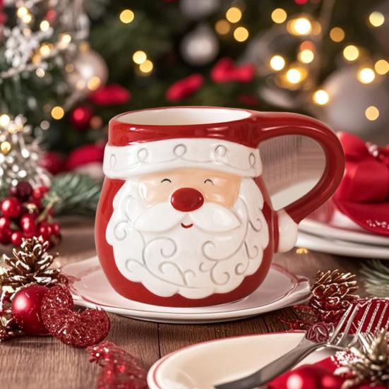 Керамическая кофейная чашка Санта Клаус Лось Чайная кружка Завтрак Овсянка