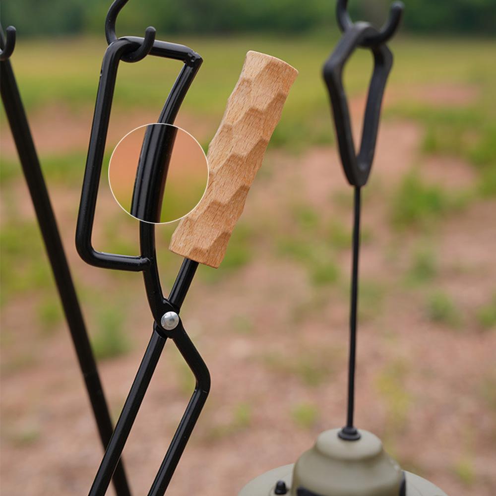 Metal Wooden Barbecue Fire Tongs Long Handle Wood Burner Fireplace Charcoal Clip Portable Lightweight Outdoor Camping Equipment