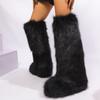 Cross-border Y2k Imitation Raccoon Fur Boots Long Tube Winter Ladies Winter Imitation Fur Fox Snow Boots Tall Boots