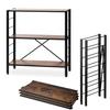 Easy Assembly: Steel Rack with Adjustable Shelves. Flexible Open Shelving, 3 Shelves, 76cm Wide, Vintage Brown, KRSR-3.