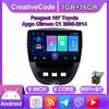 Автомобильный мультимедийный плеер Android 2 Din для Peugeot 107 Toyota Aygo Citroen C1 2005-2014, головное устройство, стерео GPS-навигация, BT, WIFI, 1 + 16 ГБ