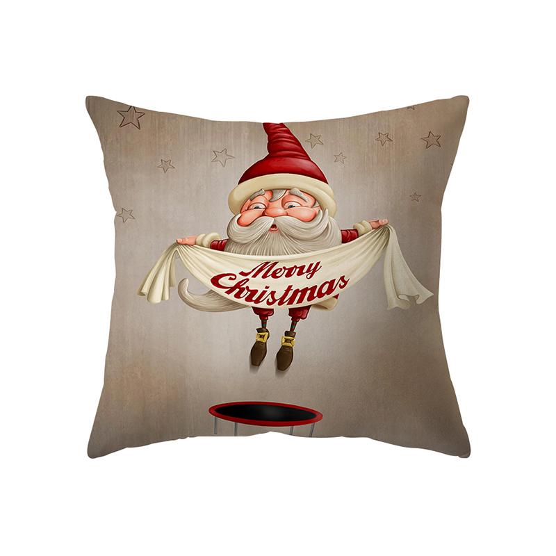 Santa Claus Christmas Theme Printed Pattern Cushion Cover Home Living Room Sofa Decoration Square Pillow Pillow Cover