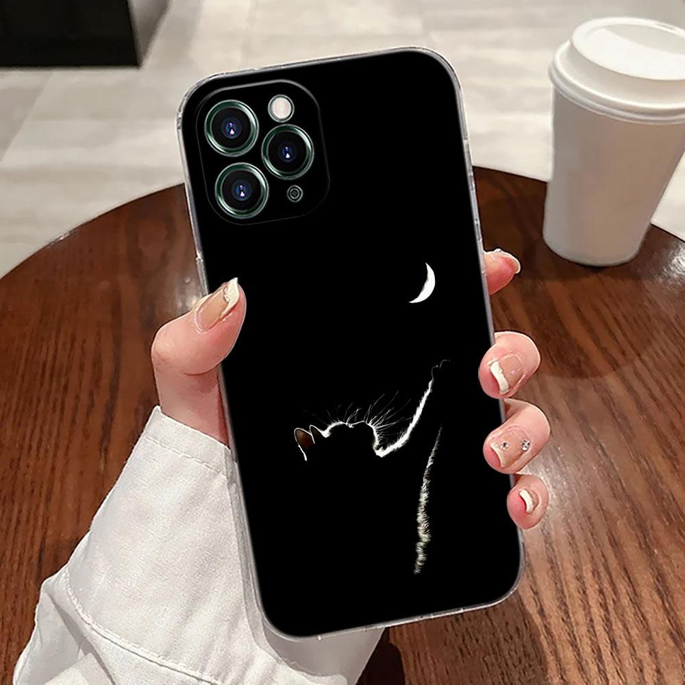 Забавный Милый Кот Линейный Рисунок Прозрачный Чехол Для Apple iPhone 17 16 15 14 13 12 11 Pro Max 16 Plus 16E 17Air 17Pro Чехол Для Телефона Funda