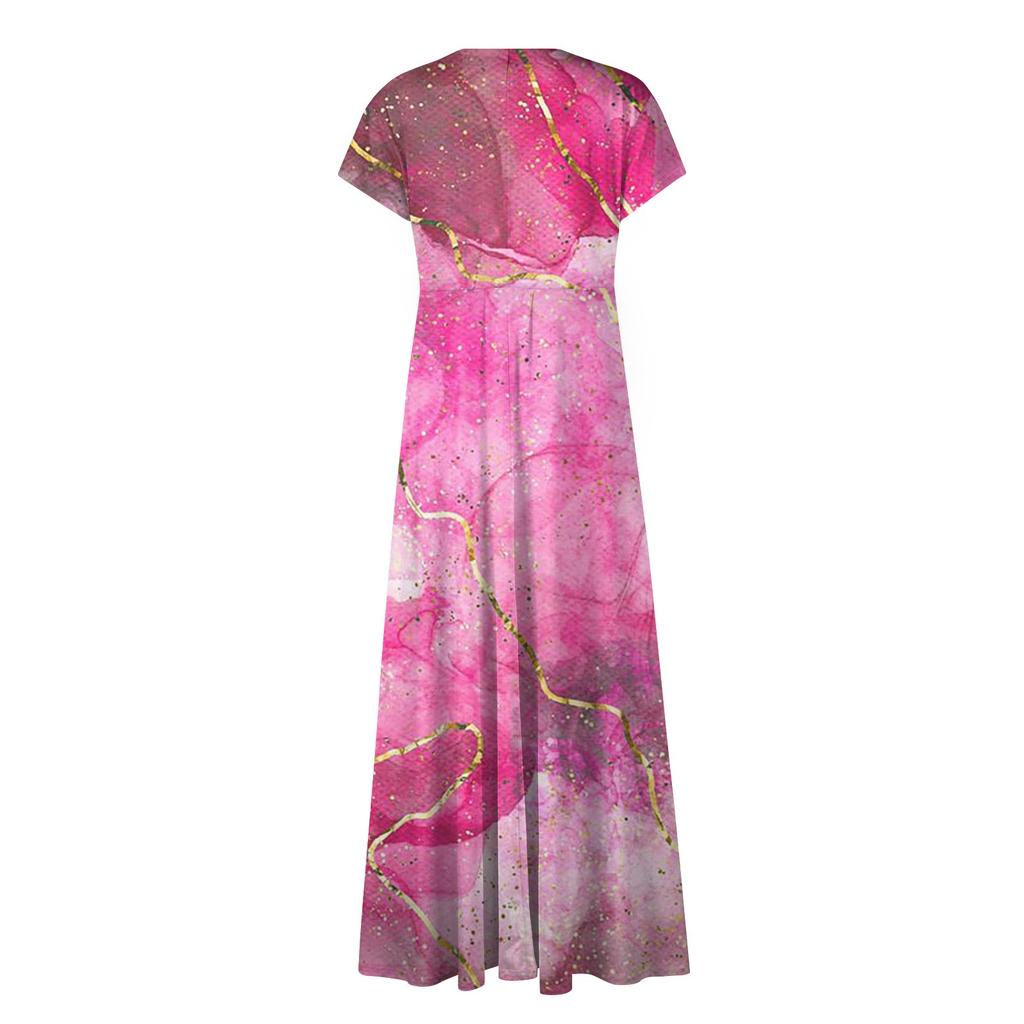 Женское длинное платье Макси-платье Повседневное платье Шифоновые платья Платье-трапеция Цвет Повседневный Взрослый На улице Ежедневное Свидание Платье с оборками с коротким рукавом с V-образным вырезом