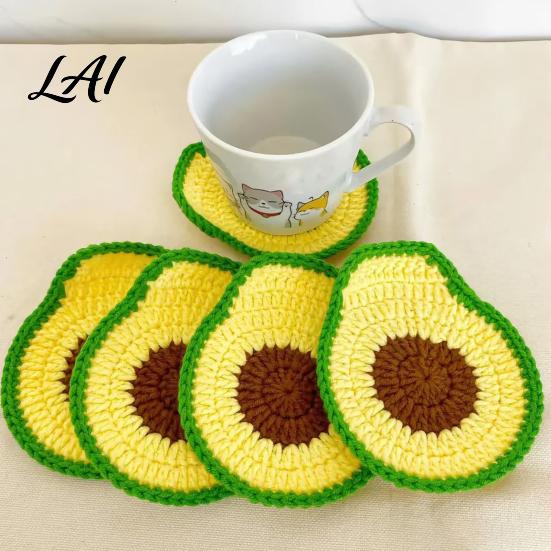 Kitchen Table Heat Insulation Handmade Christmas Yarn Coasters Cute Santa Snowflake Crochet Drink Mats Hand Crocheted Decor Resistant Non-slip