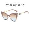 New simple cat eye sunglasses women's metal feet silk paint large frame sunscreen fashion glasses