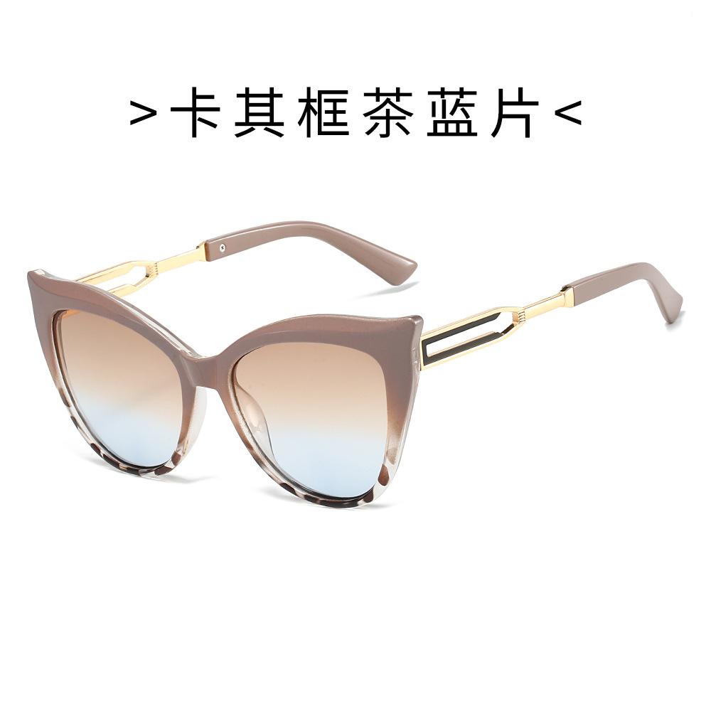 New simple cat eye sunglasses women's metal feet silk paint large frame sunscreen fashion glasses