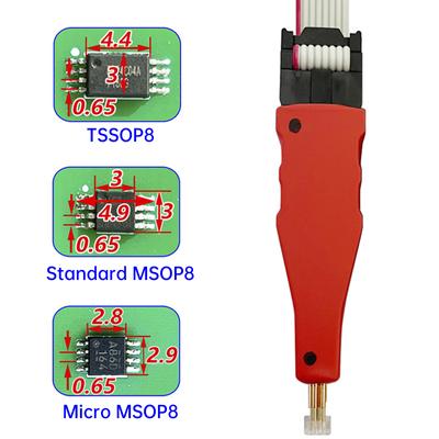 TSSOP8/MSOP8 Зонд для тестирования микросхем, пружинный контакт, кабель для подключения к автомобилю