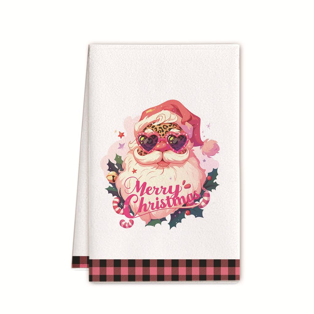 Рождественское полотенце 2025 новое трансграничное полотенце из микрофибры с принтом кухонное полотенце праздничное украшение