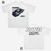 2024 RWB Car Black and White Short Sleeve JDM Car Culture T-shirt Hip Hop American Small Neckline Hiphop Top Vintage