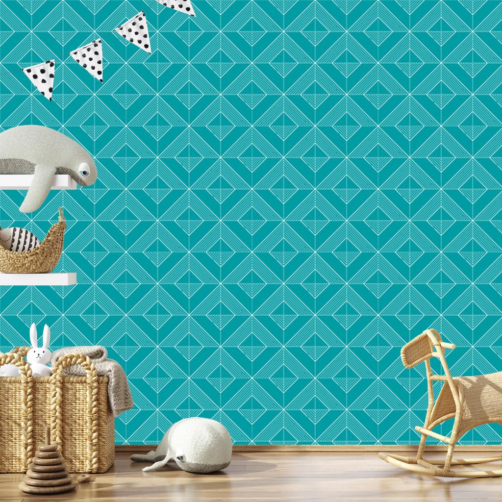 Geometric rhombus turquoise wallpaper, turquoise background 50x1000