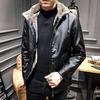 Мужская кожаная куртка, новая корейская стильная тонкая с капюшоном, модная красивая мотоциклетная куртка из искусственной кожи, модная брендовая мужская куртка