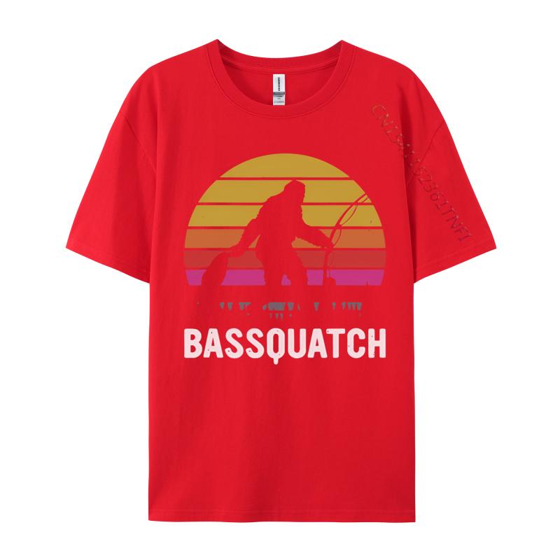 Bassquatch Bigfoot Sasquatch Fishing Tshirt Unisex Vintage Tshirts Anime Printed Tee Shirts Male Plus Size Black
