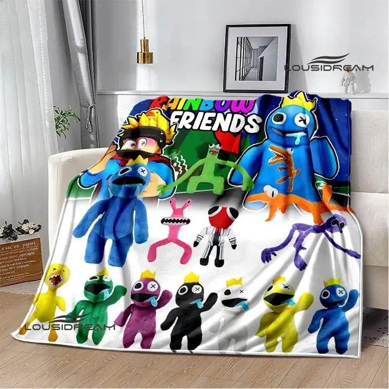 Одеяла с принтом «Радуга и друзья», теплое одеяло с фланцами, одеяло для пикника, одеяла для кроватей, подкладка для кровати, подарок на день рождения