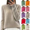 Women's Fashion Round Neck Solid Color Knit Sweater Top Pullover Casual Sweater