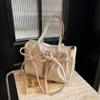Lightweight Casual Cotton Shoulder Bag Unique Fresh Bow Design Travel Underarm Bag Solid Color Large Capacity Women's Tote Bag