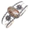 Leopard Skin Jasper Gemstone Silver Jewelry Cuff Bracelets 7''Adjustable