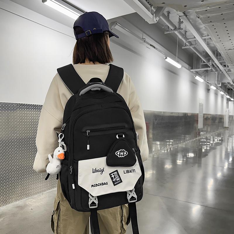 Школьный рюкзак для средней школы, женский, большой емкости, цветной мужской рюкзак для компьютера с кошельком для монет