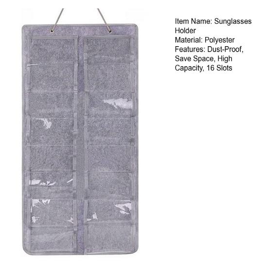 Органайзер для солнцезащитных очков Большая емкость Экономия места Пыленепроницаемый 16 отделений Фетровые карманы для хранения Прозрачный настенный держатель для солнцезащитных очков Домашнее использование