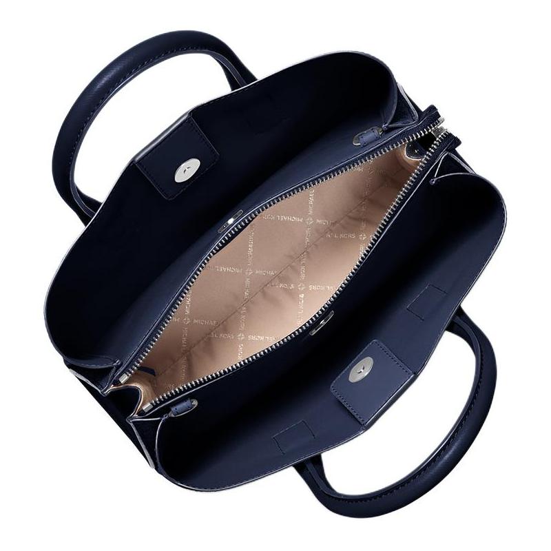 Michael Kors Рути RUTHIE Сафьяновая Кожаная Сумка Через Плечо с Логотипом Маленькая Женская Темно-Синяя